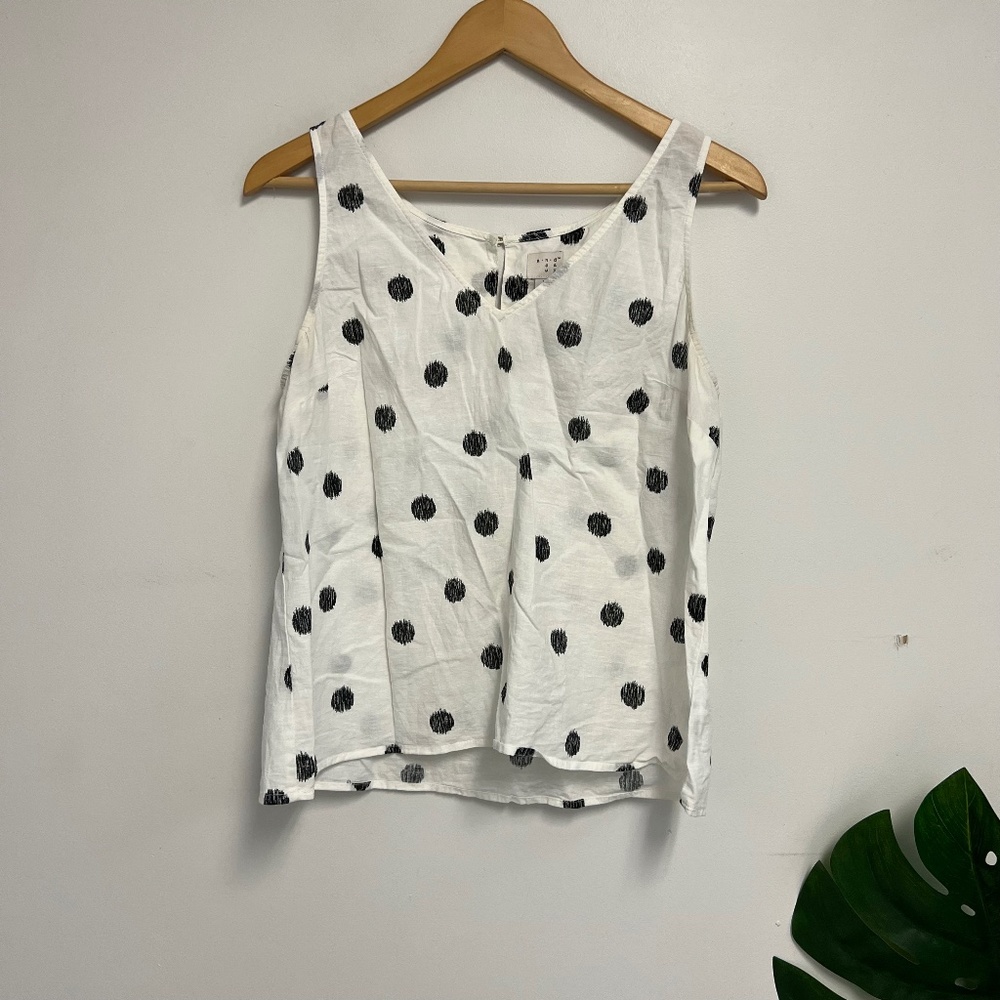 A New Day polka dot linen blouse - Picture 1 of 4
